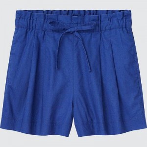 Blue Uniqlo Linen-Cotton Women Shorts | 1960561