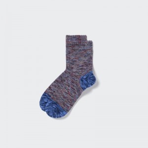 Blue Uniqlo Melange Half Men Socks | 308609