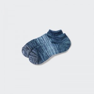 Blue Uniqlo Melange Short Men Socks | 1401847