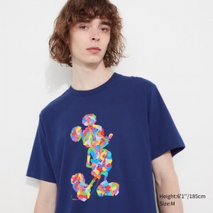 Blue Uniqlo Mickey Stands UT Short-Sleeve Women T Shirts | 5193603