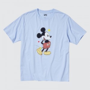 Blue Uniqlo Mickey Stands UT Short Sleeve Women T Shirts | 7155360