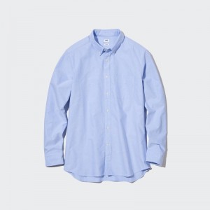 Blue Uniqlo Oxford Slim-fit Long-sleeve Men Shirts | 8174762
