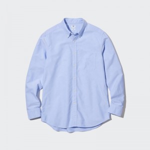 Blue Uniqlo Oxford Slim-fit Long-sleeve Men Shirts | 3887645
