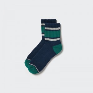 Blue Uniqlo Pattern Lined Half Men Socks | 4835675