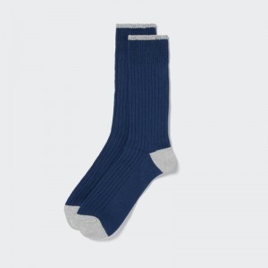 Blue Uniqlo Ribbed Men Socks | 8690815