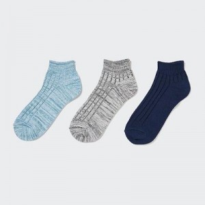 Blue Uniqlo Short 3 Pack Women Socks | 9898983