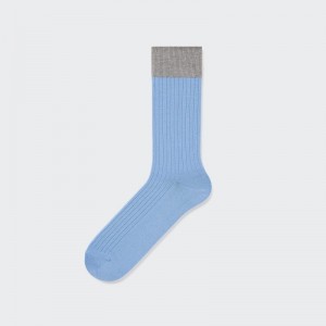Blue Uniqlo Silket Ribbed Men Socks | 2140296