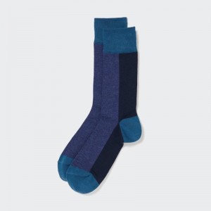 Blue Uniqlo Striped Men Socks | 8186748