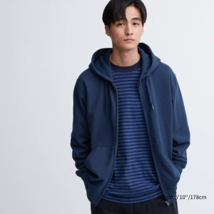 Blue Uniqlo Sweat Long-sleeve Full-zip Men Hoodie | 720007