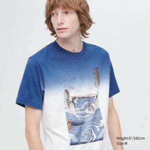 Blue Uniqlo Ukiyo-e Ut Short-sleeve Graphic Men T Shirts | 9068234