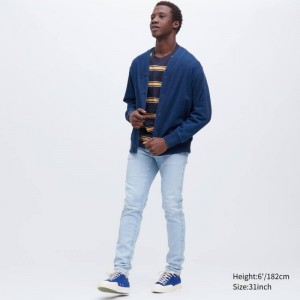Blue Uniqlo Ultra Stretch Skinny Fit Men Jeans | 2379514