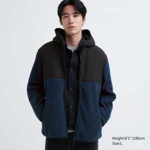 Blue Uniqlo Windproof Outer Fleece Full-zip Men Hoodie | 5037688