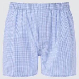 Blue Uniqlo Woven Checked Boxer Men Underwear | 9813817