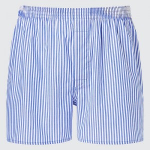 Blue Uniqlo Woven Striped Boxer Men Underwear | 9674126