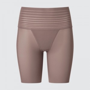 Brown Uniqlo AIRism Smooth Body Shaper Unlined Half Women Shorts | 162786