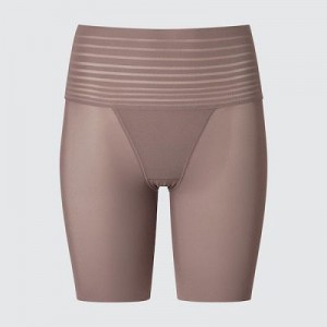 Brown Uniqlo AIRism Smooth Body Shaper Unlined Half Women Tight | 5429592