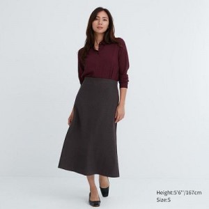 Brown Uniqlo Brushed Jersey Flared Women Skirts | 5774020