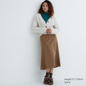 Brown Uniqlo Brushed Jersey Flared Women Skirts | 9693216