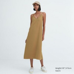 Brown Uniqlo Camisole Midi Women Dress | 7891710