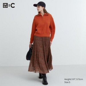 Brown Uniqlo Chiffon Pleated Women Skirts | 5816276