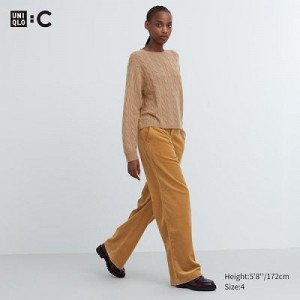 Brown Uniqlo Corduroy Wide Women Pants | 2051416