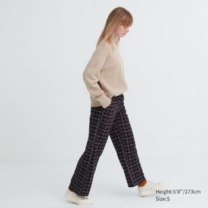 Brown Uniqlo Flannel Checked Women Pants | 766449