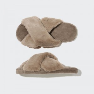 Brown Uniqlo Fleece Room Women Slippers | 8442645