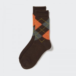 Brown Uniqlo HEATTECH Argyle Women Socks | 6691355