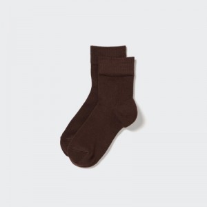 Brown Uniqlo HEATTECH Crew Relax Women Socks | 7723412