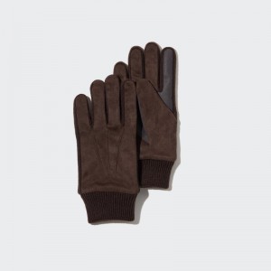 Brown Uniqlo HEATTECH Lined Men Gloves | 5631543