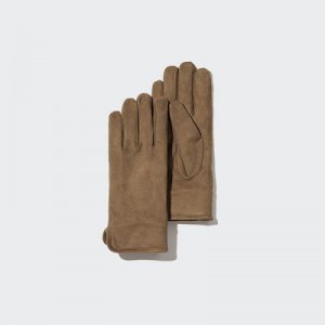 Brown Uniqlo HEATTECH Lining Faux Suede Women Gloves | 9987767