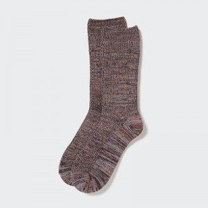 Brown Uniqlo HEATTECH Loose Ribbed Women Socks | 7490583