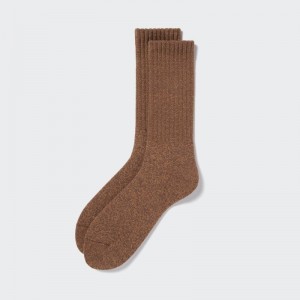 Brown Uniqlo HEATTECH Pile Men Socks | 3422688