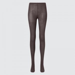 Brown Uniqlo HEATTECH Ribbed Knitted Women Tight | 2549484