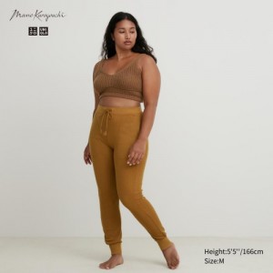 Brown Uniqlo HEATTECH Wool Blend Waffle Lounge Women Pants | 1489589