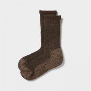 Brown Uniqlo Heattech Soft Pile Heather Men Socks | 18404