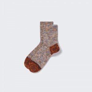 Brown Uniqlo Melange Half Men Socks | 498727