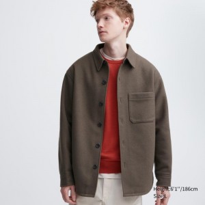Brown Uniqlo Overshirt Men Jackets | 7546142