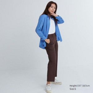 Brown Uniqlo Smart Ankle (2-Way Stretch) Women Pants | 2364755
