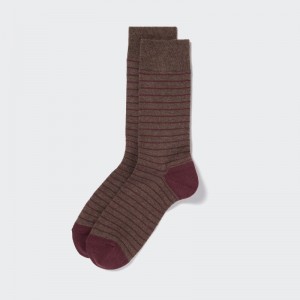 Brown Uniqlo Striped Men Socks | 6040564