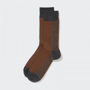 Brown Uniqlo Striped Men Socks | 6916009