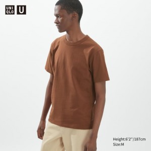 Brown Uniqlo U Crew Neck Short-sleeve Men T Shirts | 9133473