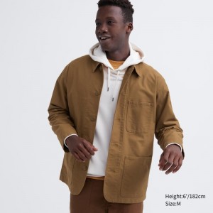 Brown Uniqlo Utility Men Jackets | 3145503