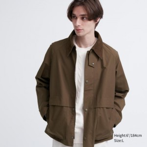 Brown Uniqlo Utility Short Men Jackets | 959053