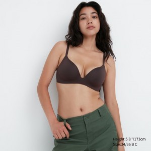 Brown Uniqlo Wireless (3D Hold) Women Bras | 7619125
