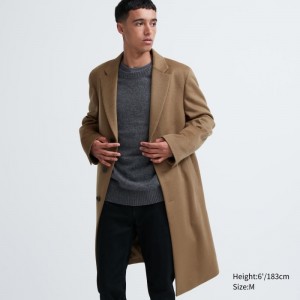 Brown Uniqlo Wool Cashmere Chesterfield Men Coats | 1809599