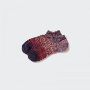 Burgundy Uniqlo Melange Short Men Socks | 7631432