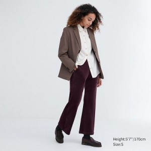 Burgundy Uniqlo Ultra Stretch Smooth Women Pants | 7693529
