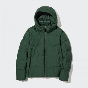 Green Uniqlo 3d Cut Seamless Down Men Parka | 1830683