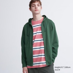 Green Uniqlo Airism Uv Protection Full-zip Men Hoodie | 4837461